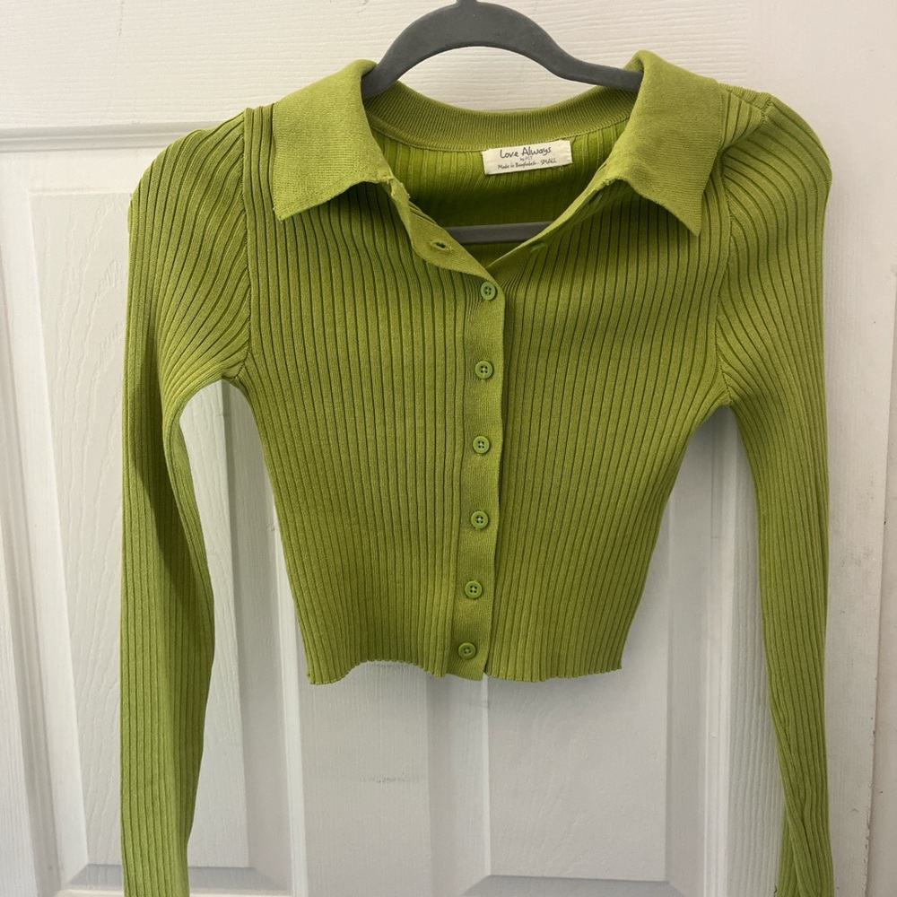 Lime Green Ribbed Crop Top